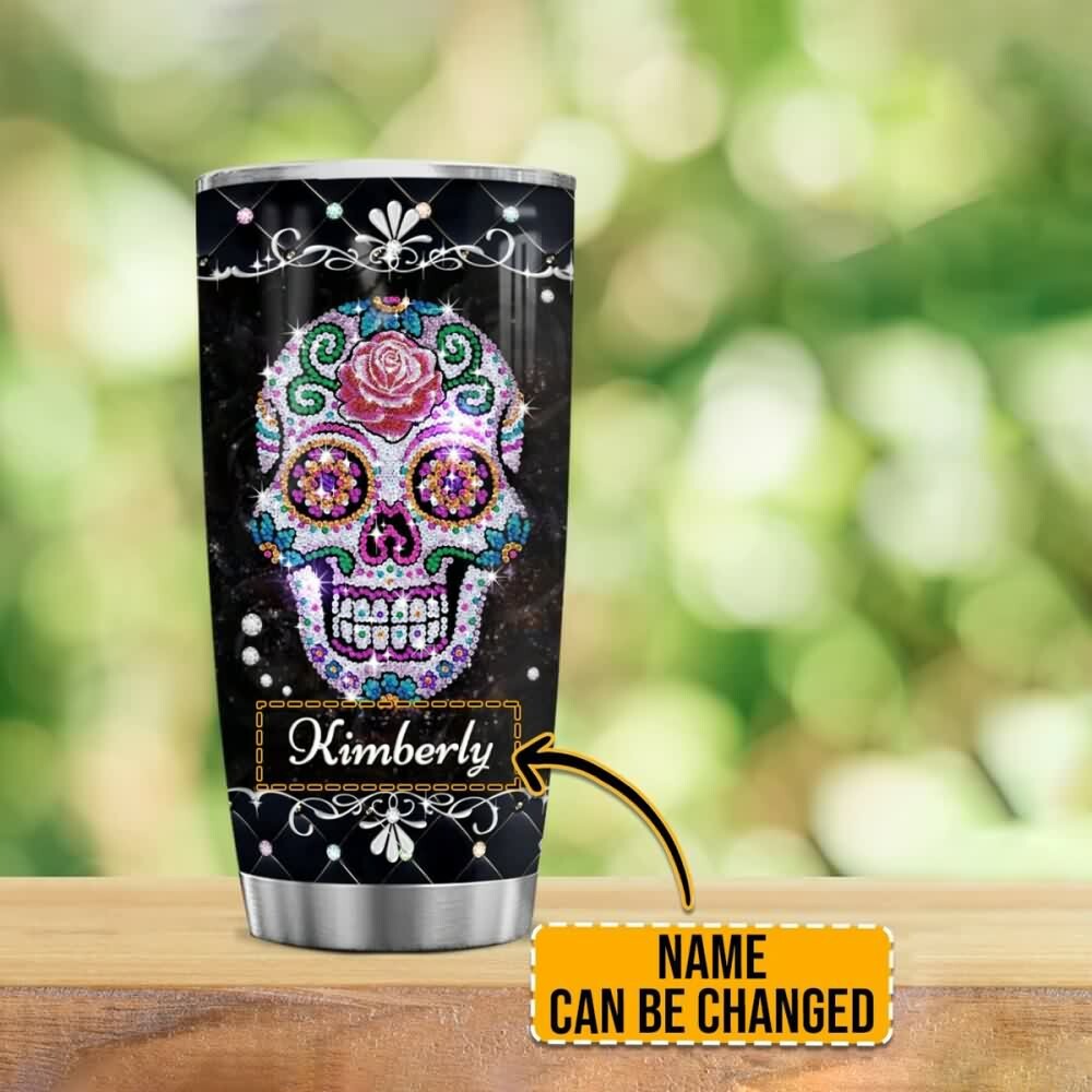 Y2K Grunge Sugar Skull Stainless Steel Custom Tumbler - Retro 90s Fashion & Summer Vibes