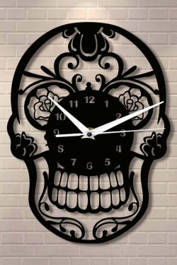 Y2K Grunge Sugar Skull Wall Clock Decor - Retro 90s Goth Pastel Goth Y2K Home Style
