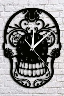 Y2K Grunge Sugar Skull Wall Clock Decor - Retro 90s Goth Pastel Goth Y2K Home Style