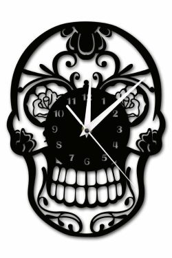 Y2K Grunge Sugar Skull Wall Clock Decor - Retro 90s Goth Pastel Goth Y2K Home Style