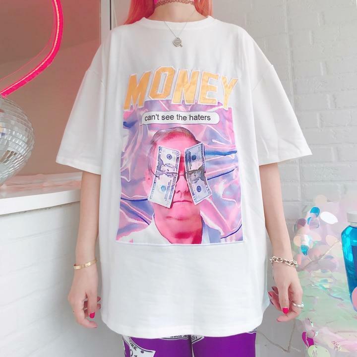 Y2K Grunge Summer Outfit - Get Money Shirt, 90s Retro Style, Perfect for Y2K Party & Club