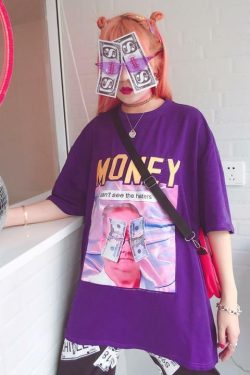 Y2K Grunge Summer Outfit - Get Money Shirt, 90s Retro Style, Perfect for Y2K Party & Club