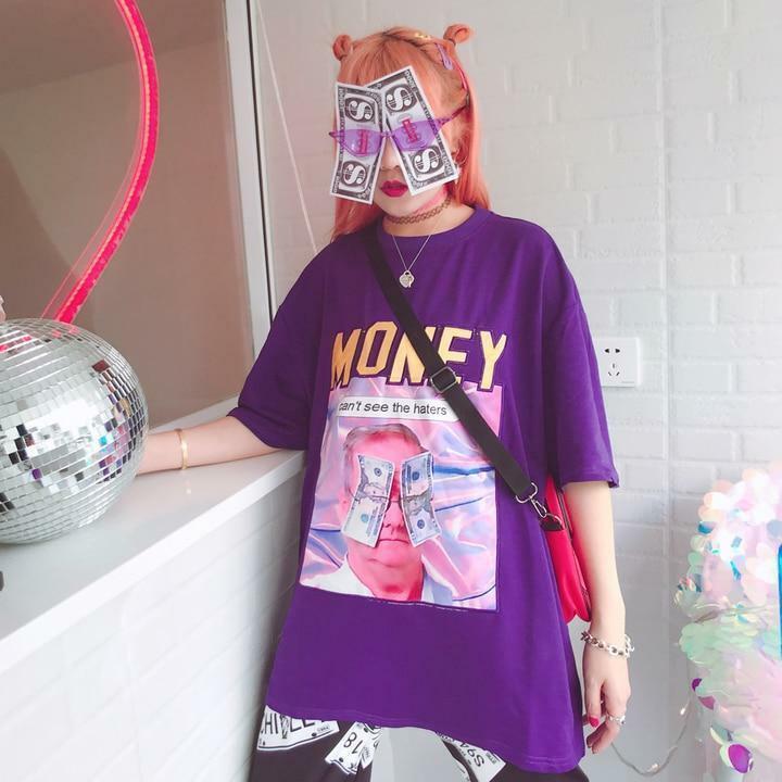 Y2K Grunge Summer Outfit - Get Money Shirt, 90s Retro Style, Perfect for Y2K Party & Club