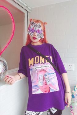 Y2K Grunge Summer Outfit - Get Money Shirt, 90s Retro Style, Perfect for Y2K Party & Club