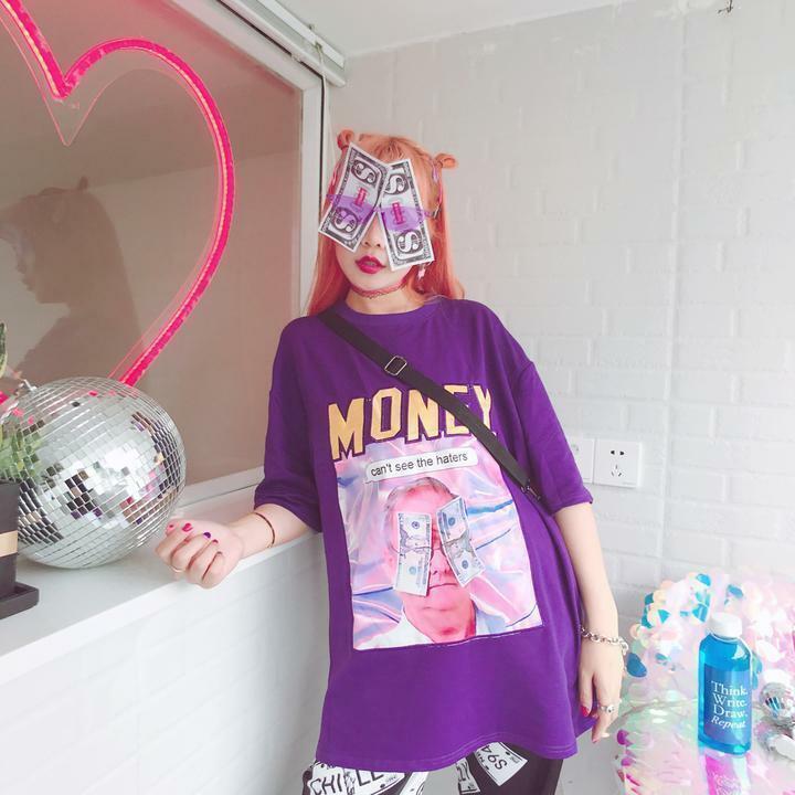 Y2K Grunge Summer Outfit - Get Money Shirt, 90s Retro Style, Perfect for Y2K Party & Club
