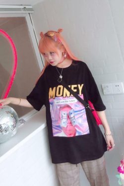 Y2K Grunge Summer Outfit - Get Money Shirt, 90s Retro Style, Perfect for Y2K Party & Club