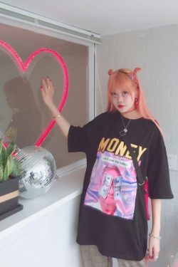Y2K Grunge Summer Outfit - Get Money Shirt, 90s Retro Style, Perfect for Y2K Party & Club
