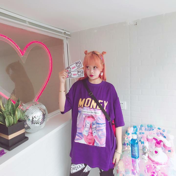 Y2K Grunge Summer Outfit - Get Money Shirt, 90s Retro Style, Perfect for Y2K Party & Club