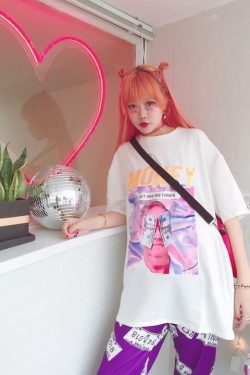 Y2K Grunge Summer Outfit - Get Money Shirt, 90s Retro Style, Perfect for Y2K Party & Club