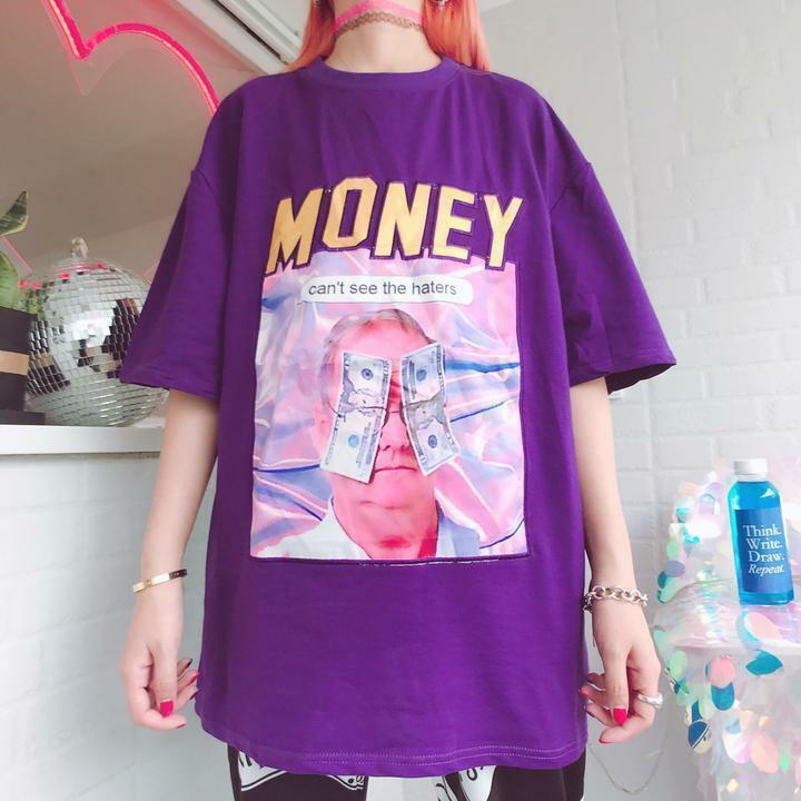Y2K Grunge Summer Outfit - Get Money Shirt, 90s Retro Style, Perfect for Y2K Party & Club