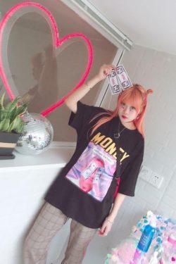 Y2K Grunge Summer Outfit - Get Money Shirt, 90s Retro Style, Perfect for Y2K Party & Club