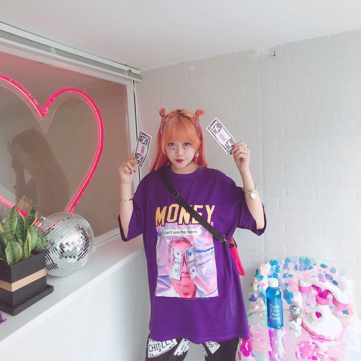 Y2K Grunge Summer Outfit - Get Money Shirt, 90s Retro Style, Perfect for Y2K Party & Club