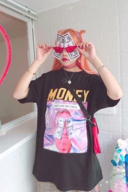 Y2K Grunge Summer Outfit - Get Money Shirt, 90s Retro Style, Perfect for Y2K Party & Club
