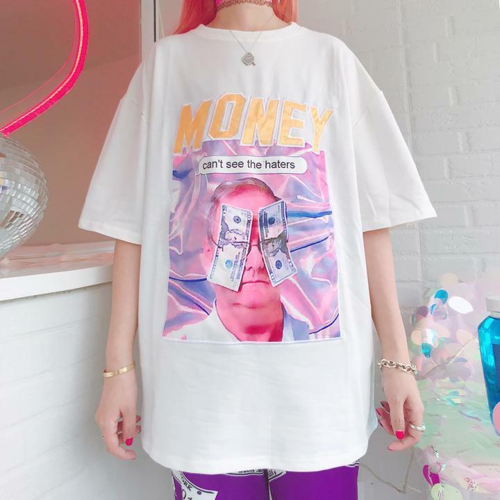 Y2K Grunge Summer Outfit - Get Money Shirt, 90s Retro Style, Perfect for Y2K Party & Club