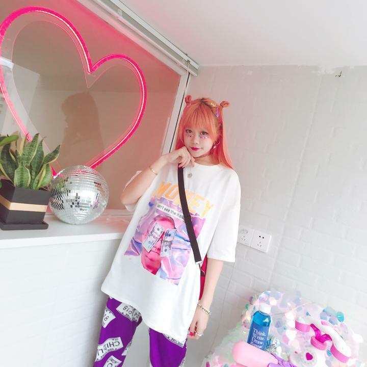 Y2K Grunge Summer Outfit - Get Money Shirt, 90s Retro Style, Perfect for Y2K Party & Club