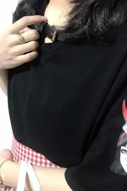 Y2K Grunge Summer Outfit: Sleeved Devils Advocate Shirt - 90s Retro, Gothic, Pastel Goth Style