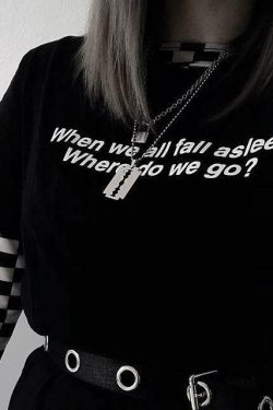 Y2K Grunge Summer Outfit: When We All Fall Asleep Where Do We Go Retro 90s Tee