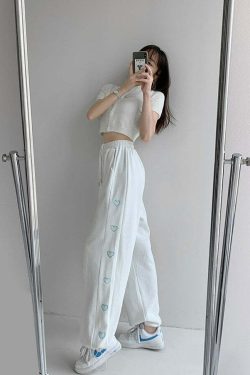 Y2K Grunge Summer Outfits: Sweet Home Hearty Loose Sweatpants - Retro 90s Fashion for Women