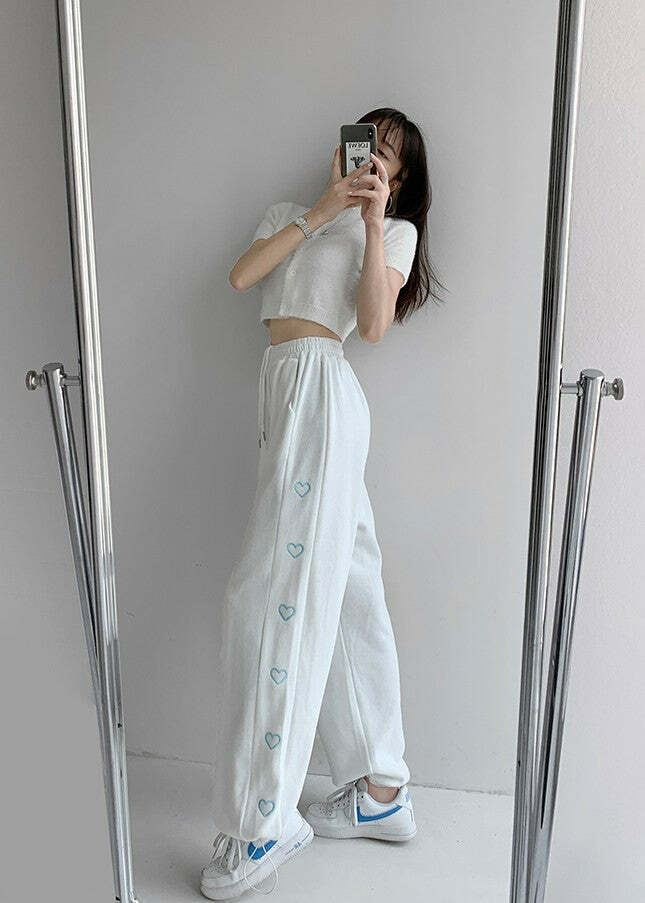 Y2K Grunge Summer Outfits: Sweet Home Hearty Loose Sweatpants - Retro 90s Fashion for Women