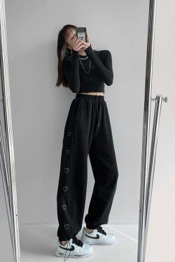 Y2K Grunge Summer Outfits: Sweet Home Hearty Loose Sweatpants - Retro 90s Fashion for Women