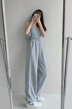 Y2K Grunge Summer Outfits: Sweet Home Hearty Loose Sweatpants - Retro 90s Fashion for Women