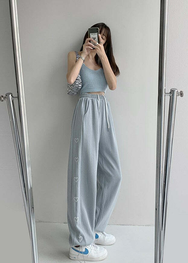 Y2K Grunge Summer Outfits: Sweet Home Hearty Loose Sweatpants - Retro 90s Fashion for Women