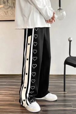Y2K Grunge Summer Sweatpants with Hearts - Retro 90s Fashion, Pastel Goth, Y2K Club Outfits