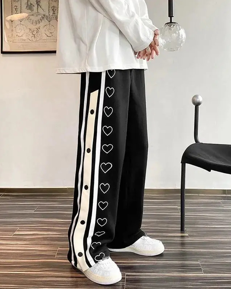 Y2K Grunge Summer Sweatpants with Hearts - Retro 90s Fashion, Pastel Goth, Y2K Club Outfits