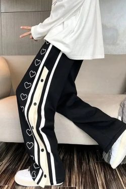 Y2K Grunge Summer Sweatpants with Hearts - Retro 90s Fashion, Pastel Goth, Y2K Club Outfits
