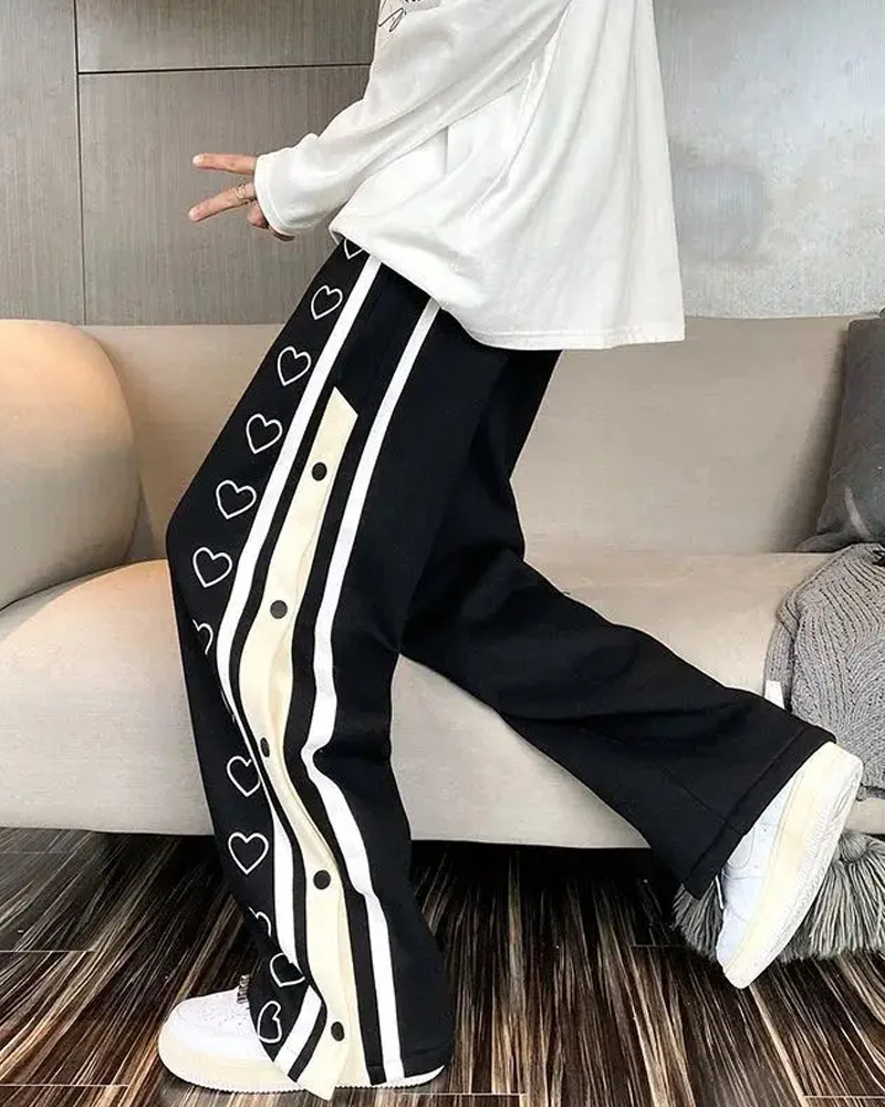 Y2K Grunge Summer Sweatpants with Hearts - Retro 90s Fashion, Pastel Goth, Y2K Club Outfits