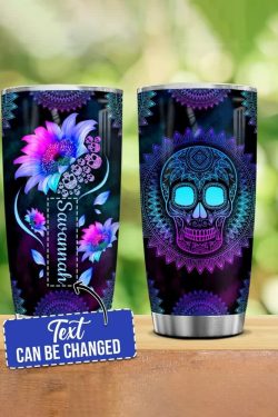 Y2K Grunge Sunflower Skull Mandala Stainless Steel Tumbler - Retro 90s Summer Fashion