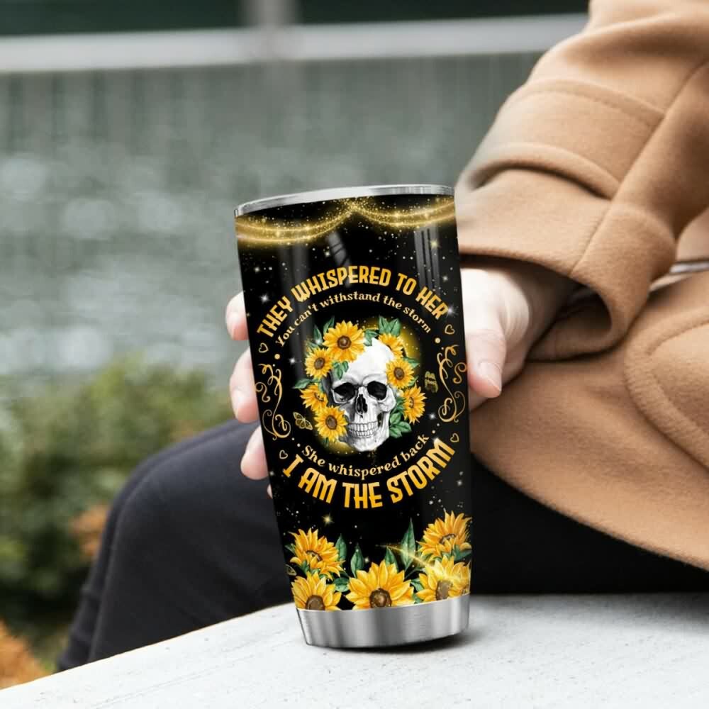 Y2K Grunge Sunflower Skull Stainless Steel Tumbler - Retro 90s Fashion, Gothic Y2K Style