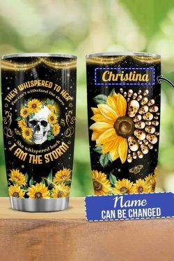 Y2K Grunge Sunflower Skull Stainless Steel Tumbler - Retro 90s Fashion, Gothic Y2K Style