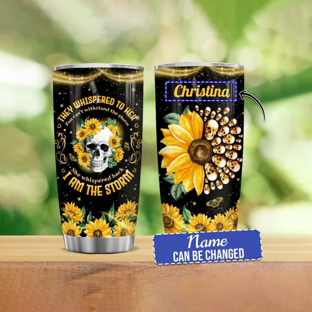 Y2K Grunge Sunflower Skull Stainless Steel Tumbler - Retro 90s Fashion, Gothic Y2K Style