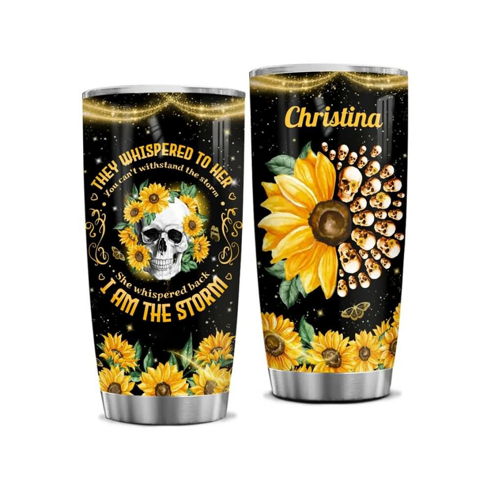 Y2K Grunge Sunflower Skull Stainless Steel Tumbler - Retro 90s Fashion, Gothic Y2K Style