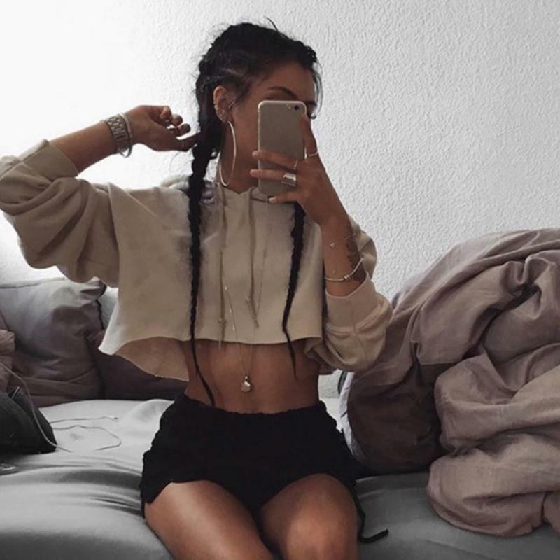 Y2K Grunge Super Cropped Hoodie - 90s Fashion, Retro Style, Y2K Summer Outfits, Gothic Y2K