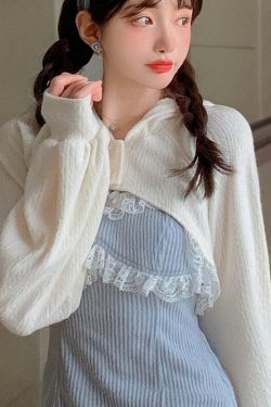 Y2K Grunge Sweet Lolita White Cardigan - Retro 90s Fashion, Summer Y2K Outfits, Pastel Goth