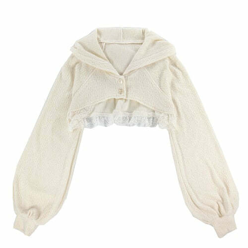 Y2K Grunge Sweet Lolita White Cardigan - Retro 90s Fashion, Summer Y2K Outfits, Pastel Goth