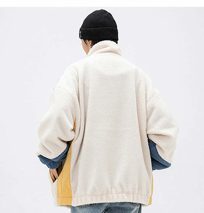 Y2K Grunge Swirl Fleece Zip Jacket - Retro 90s Fashion, Summer Y2K Outfits, Pastel Goth Style
