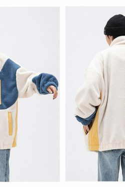 Y2K Grunge Swirl Fleece Zip Jacket - Retro 90s Fashion, Summer Y2K Outfits, Pastel Goth Style