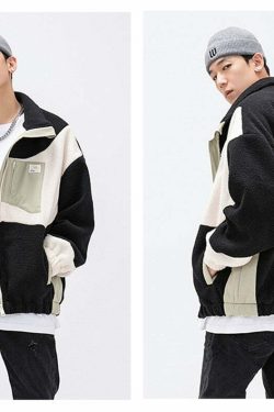 Y2K Grunge Swirl Fleece Zip Jacket - Retro 90s Fashion, Summer Y2K Outfits, Pastel Goth Style