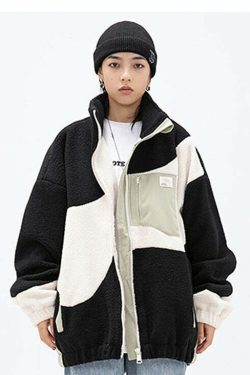 Y2K Grunge Swirl Fleece Zip Jacket - Retro 90s Fashion, Summer Y2K Outfits, Pastel Goth Style