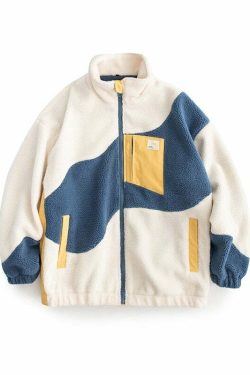 Y2K Grunge Swirl Fleece Zip Jacket - Retro 90s Fashion, Summer Y2K Outfits, Pastel Goth Style