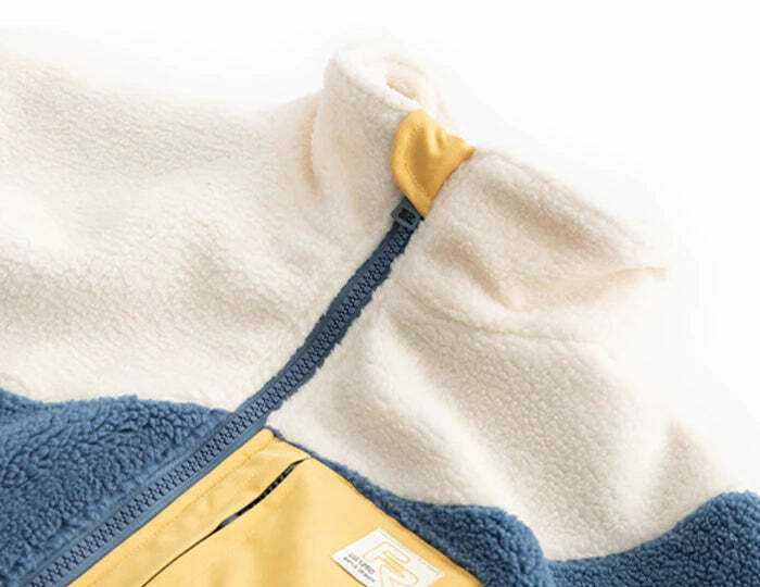 Y2K Grunge Swirl Fleece Zip Jacket - Retro 90s Fashion, Summer Y2K Outfits, Pastel Goth Style