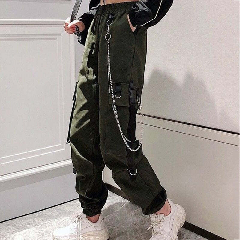 Y2K Grunge Techwear Cargo Pants - Retro 90s Summer Outfit, Gothic Y2K Fashion