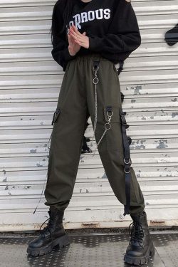 Y2K Grunge Techwear Cargo Pants - Retro 90s Summer Outfit, Gothic Y2K Fashion