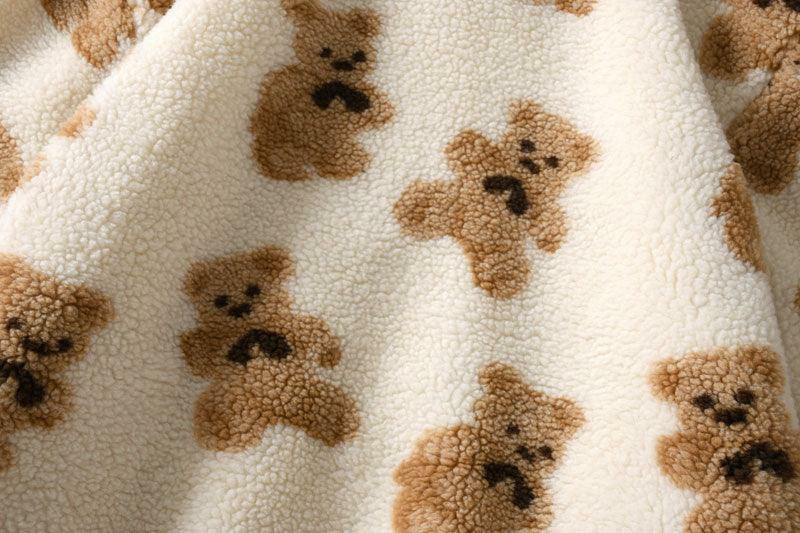 Y2K Grunge Teddy Bear Hooded Fleece Jacket - Retro 90s Fashion, Y2K Summer & Party Outfits