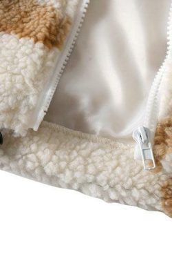Y2K Grunge Teddy Bear Hooded Fleece Jacket - Retro 90s Fashion, Y2K Summer & Party Outfits