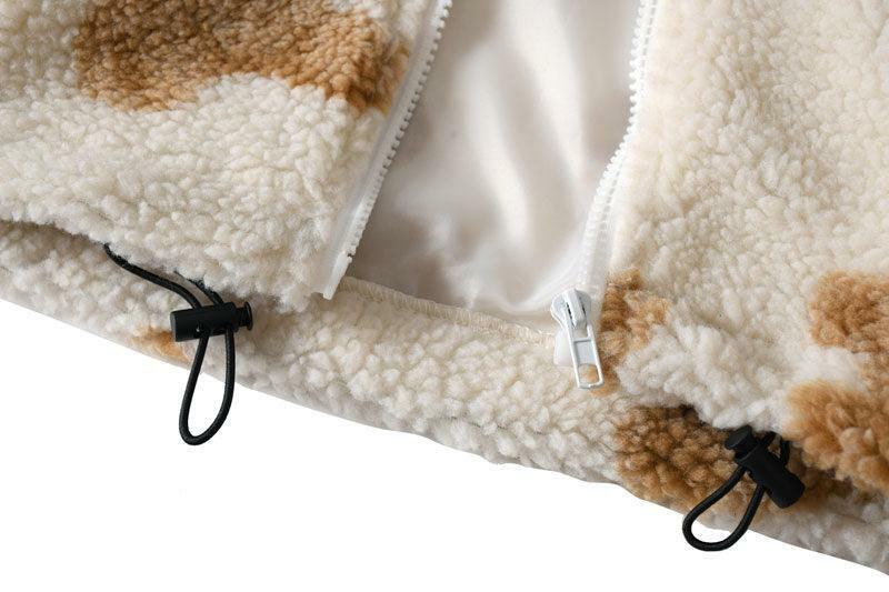 Y2K Grunge Teddy Bear Hooded Fleece Jacket - Retro 90s Fashion, Y2K Summer & Party Outfits