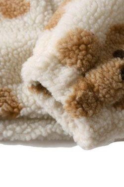 Y2K Grunge Teddy Bear Hooded Fleece Jacket - Retro 90s Fashion, Y2K Summer & Party Outfits